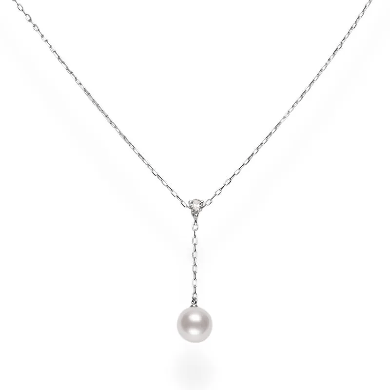Mikimoto Akoya Pearl and Diamond Drop Pendant - Simmons Fine Jewelry