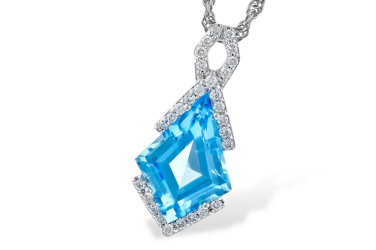 1.8 CTW 14K Solid White gold fine Necklace 16-24" Diamond Blue Topaz 