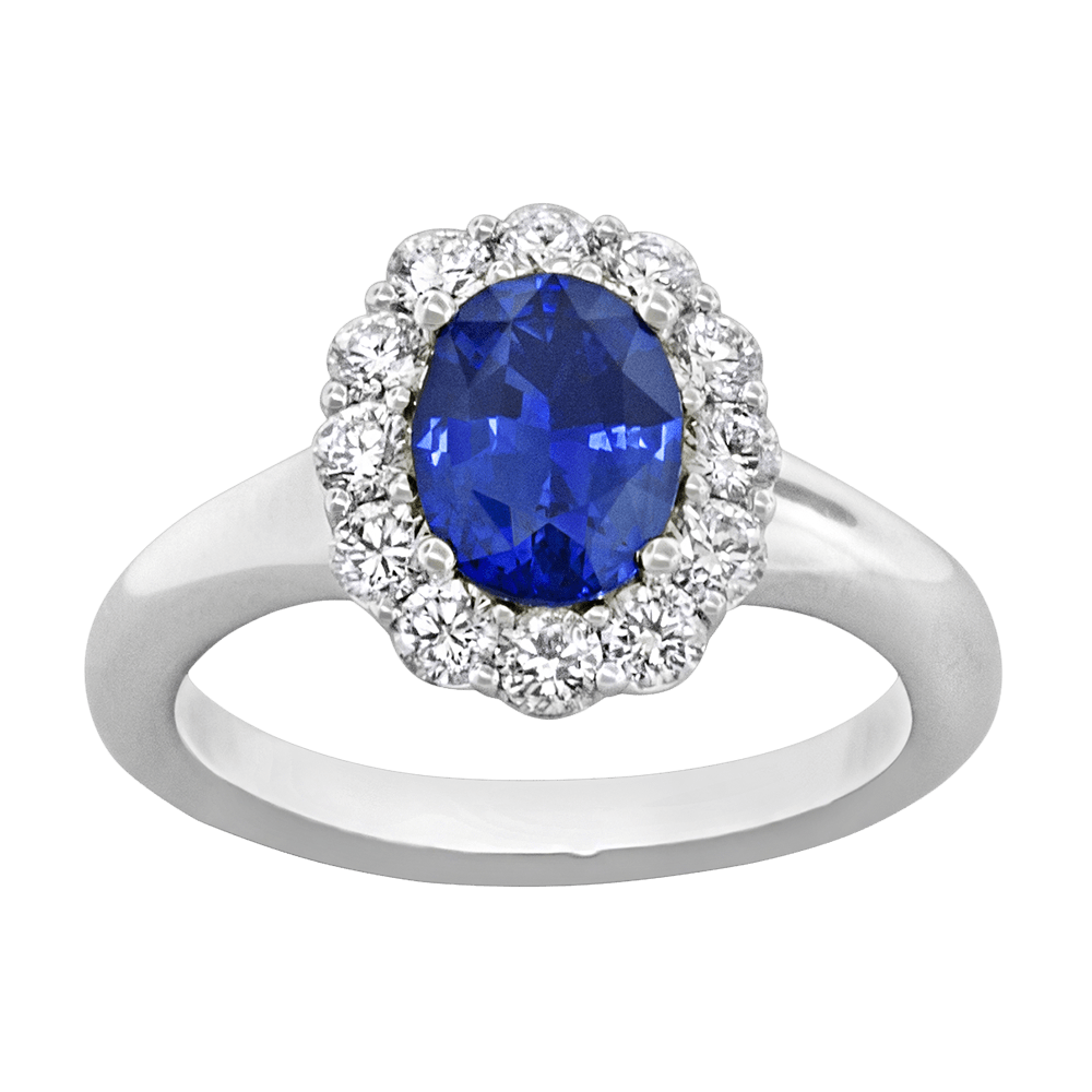SPARK CREATIONS Blue Sapphire AND Diamond Halo Ring - Simmons Fine Jewelry