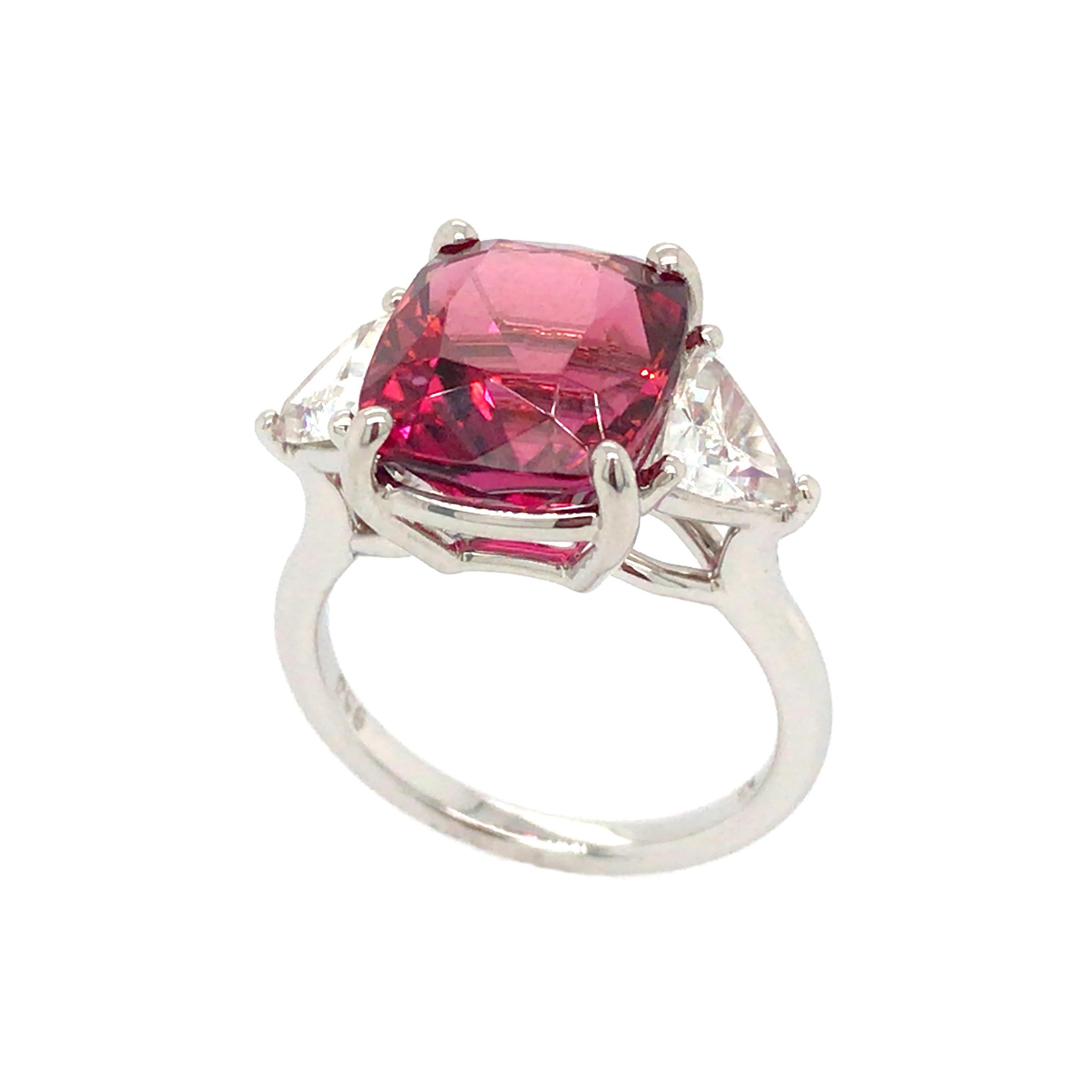 White gold ring set with sparkling Pink Tourmaline. - Louise Shaw Jewellery