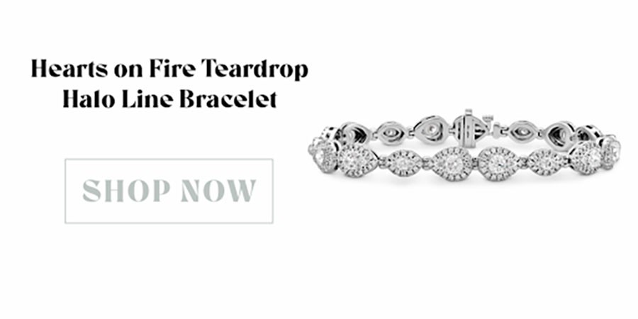 hearts on fire teardrop halo line bracelet