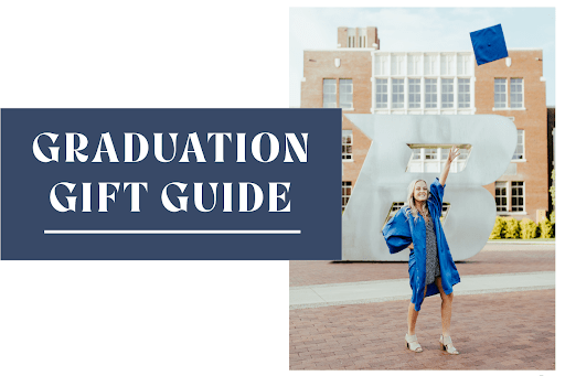 graduation gift guide, woman throws cap in celebration of Boise State graduation
