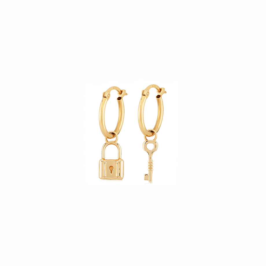 Lock & Key Stud Earrings - Daffany Jewelry